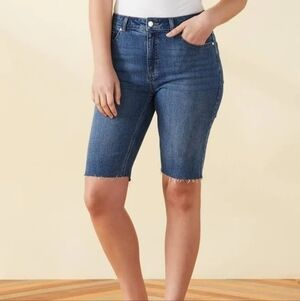 NWT "Rafaella" High Rise Denim Bermuda Shorts Size 14 Petite